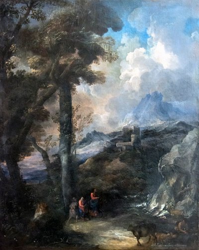 Academy - Landscape with Travelers by Marco Ricci
